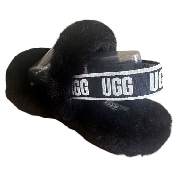 UGG Oh Yeah Sandalsโโ Black, Fluffy & Chic - Picture 8 of 17